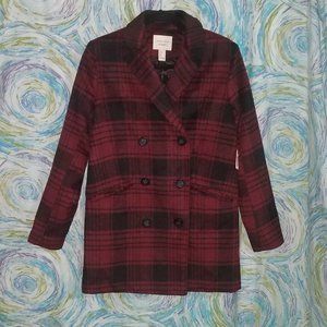 Forever 21 Boxy Red / Black Plaid Coat